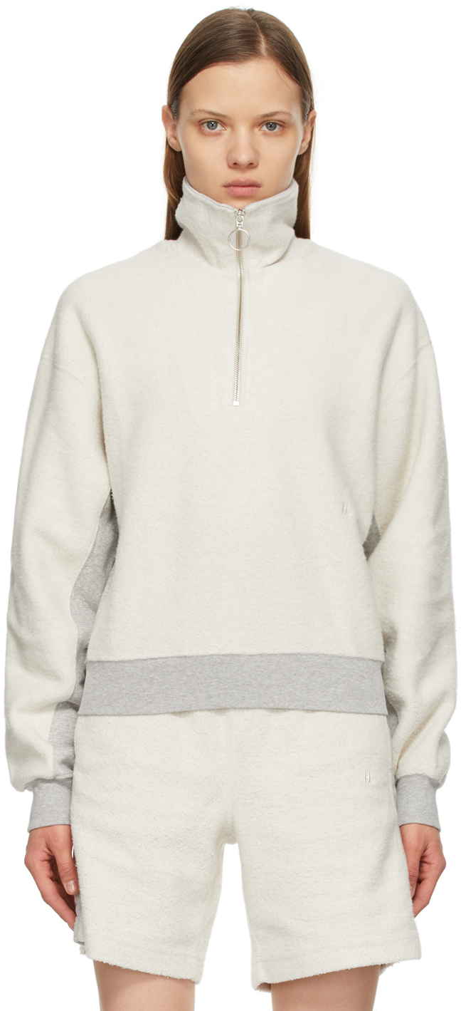 white zip up sweater