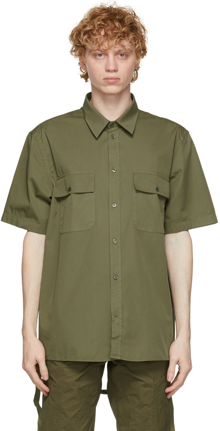 Helmut Lang: Khaki Oversized Short Sleeve Shirt | SSENSE