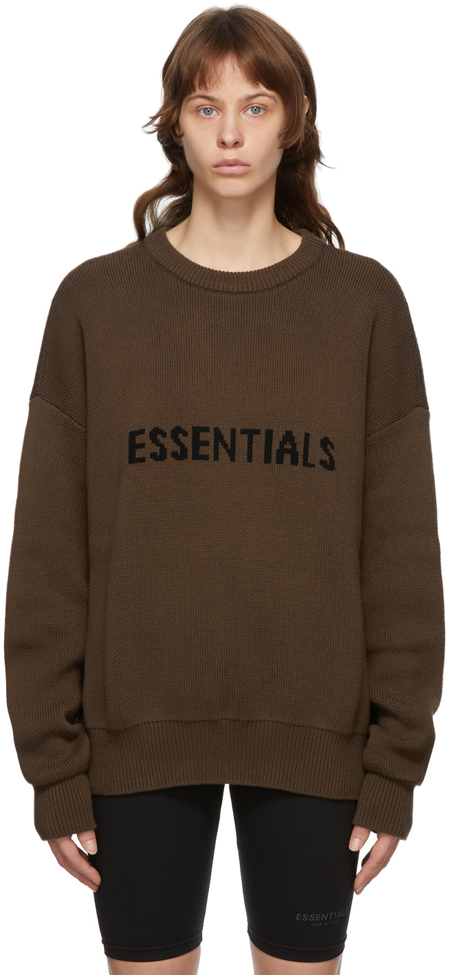 Essentials: SSENSE UK Exclusive Brown Logo Sweater | SSENSE