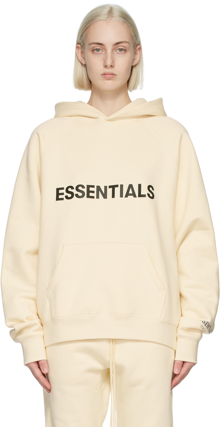 Essentials: Off-White Pullover Hoodie | SSENSE