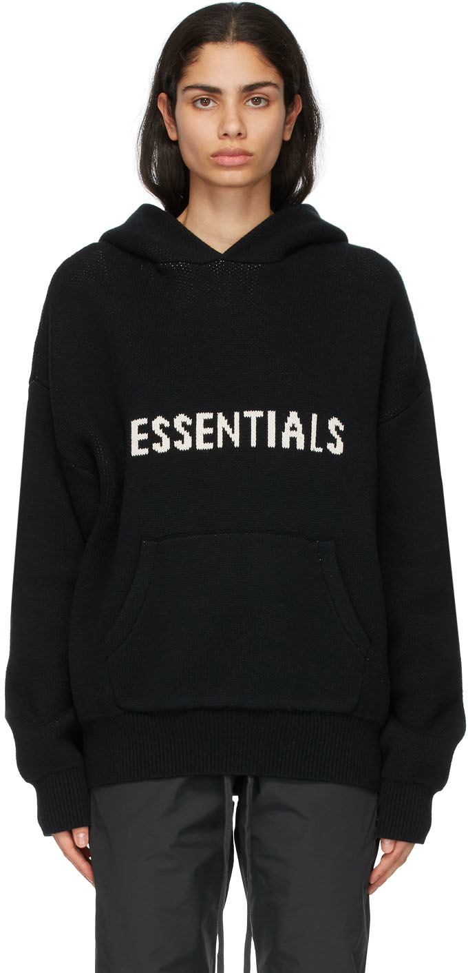 たらコメン FEAR GOD - Essentials Black Knit Logo Hoodieの通販 by ®️ shop｜フィアオブ ...