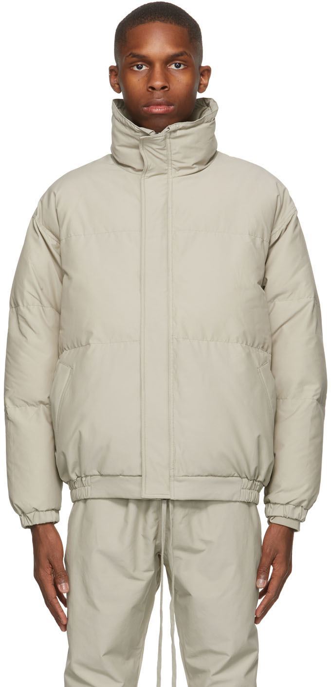 fear of god essentials puffer jacket bone