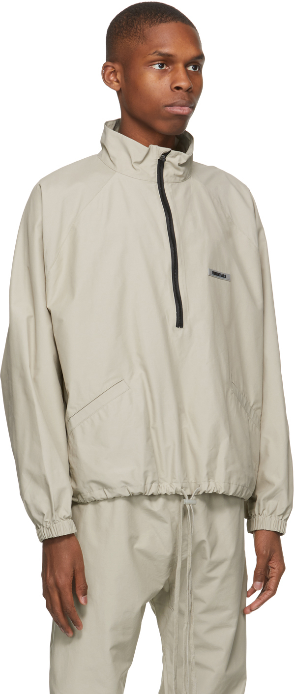 Essentials Beige Half-Zip Track Jacket | Smart Closet