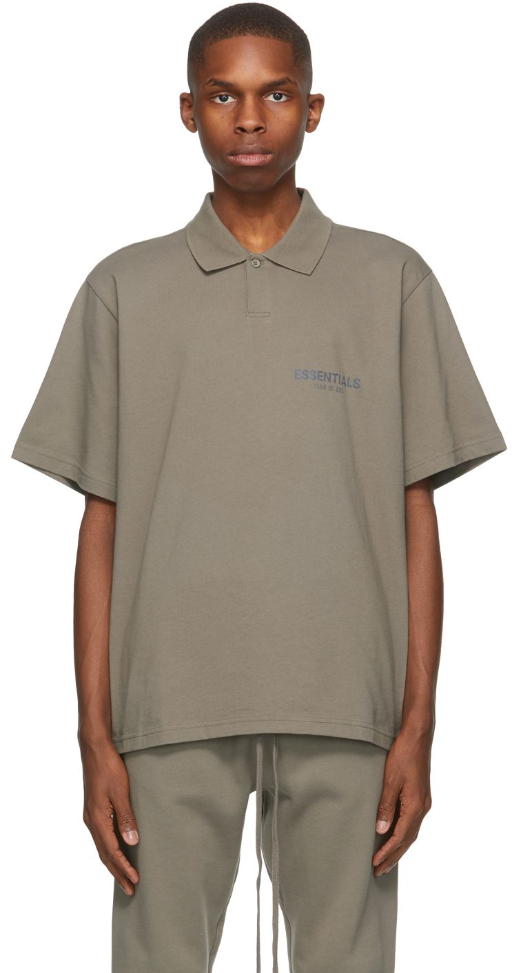 Essentials: Taupe Short Sleeve Polo | SSENSE Canada