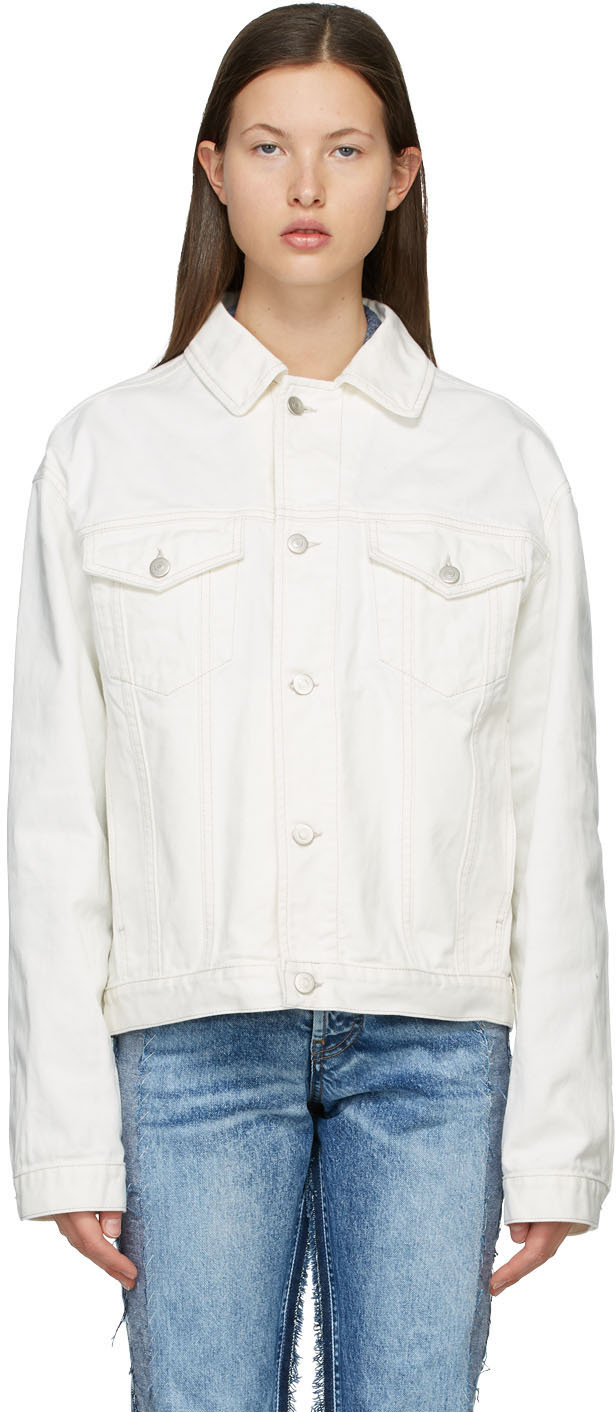 Maison Margiela: White Oversized Denim Jacket | SSENSE