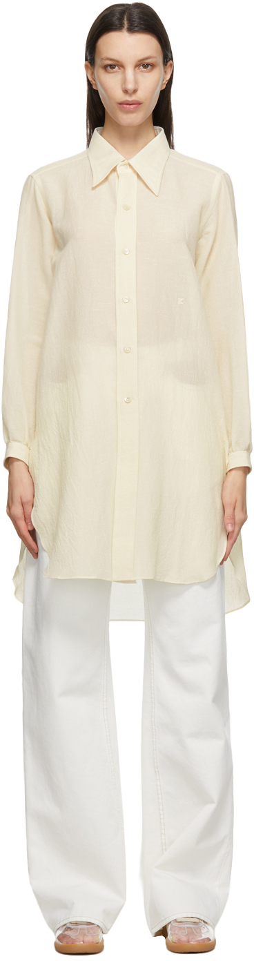 Maison Margiela: Off-White Oversized Embroidered 'M' Shirt | SSENSE