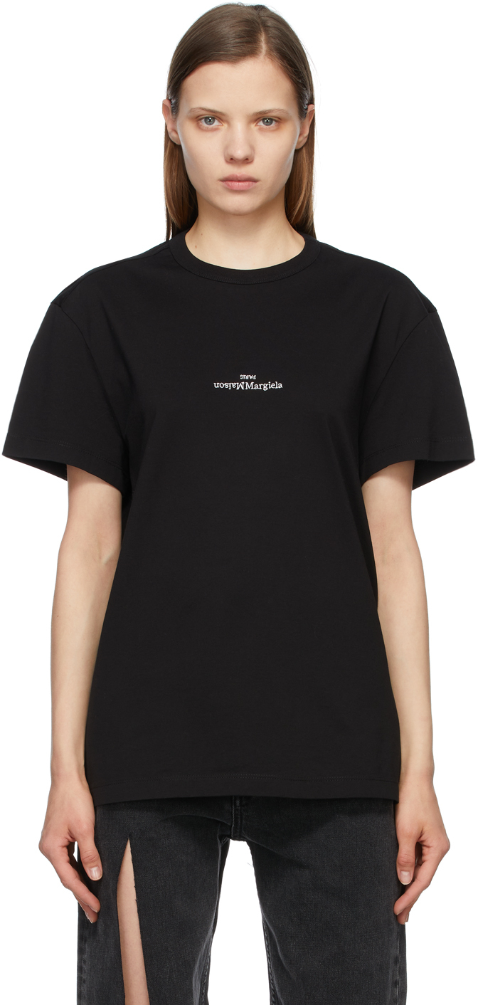 Maison Margiela SSENSE Exclusive Black Upside Down Logo T-Shirt
