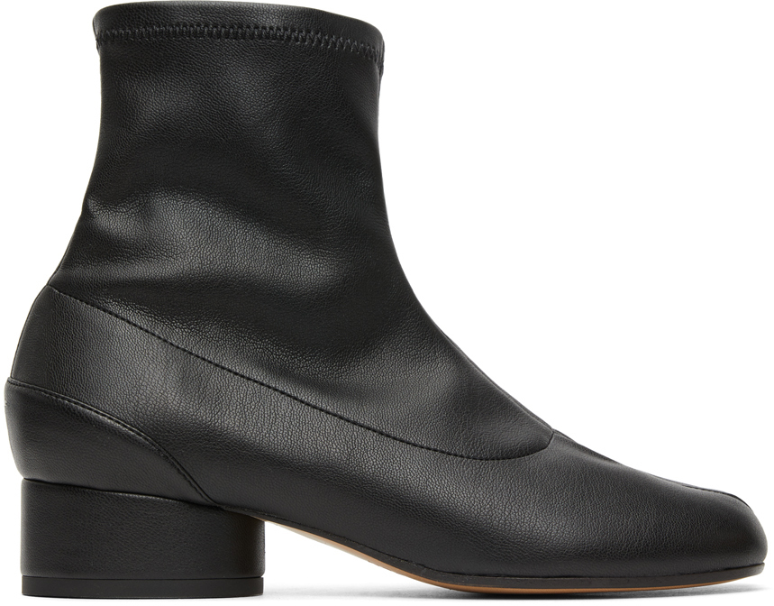 Maison Margiela: Black Eco Leather Tabi Sock Boots | SSENSE