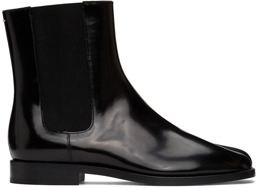 Maison Margiela: Black Patent Tabi Chelsea Boots | SSENSE