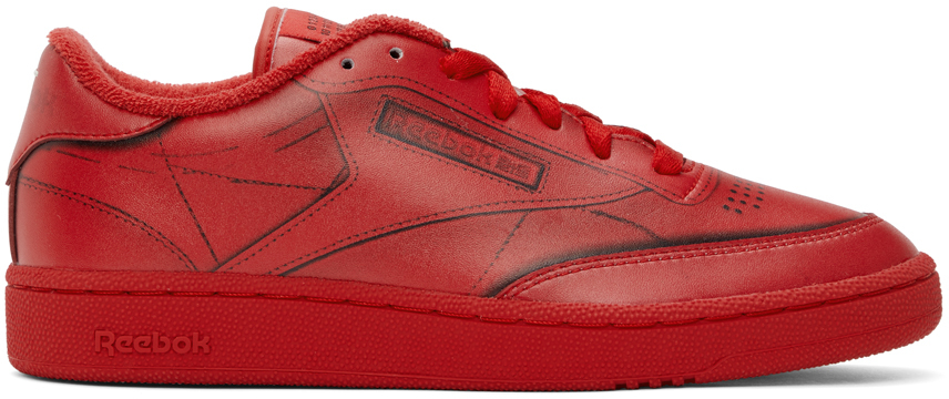 Maison Margiela Red Reebok Edition Trompe L’œil Club C Sneakers