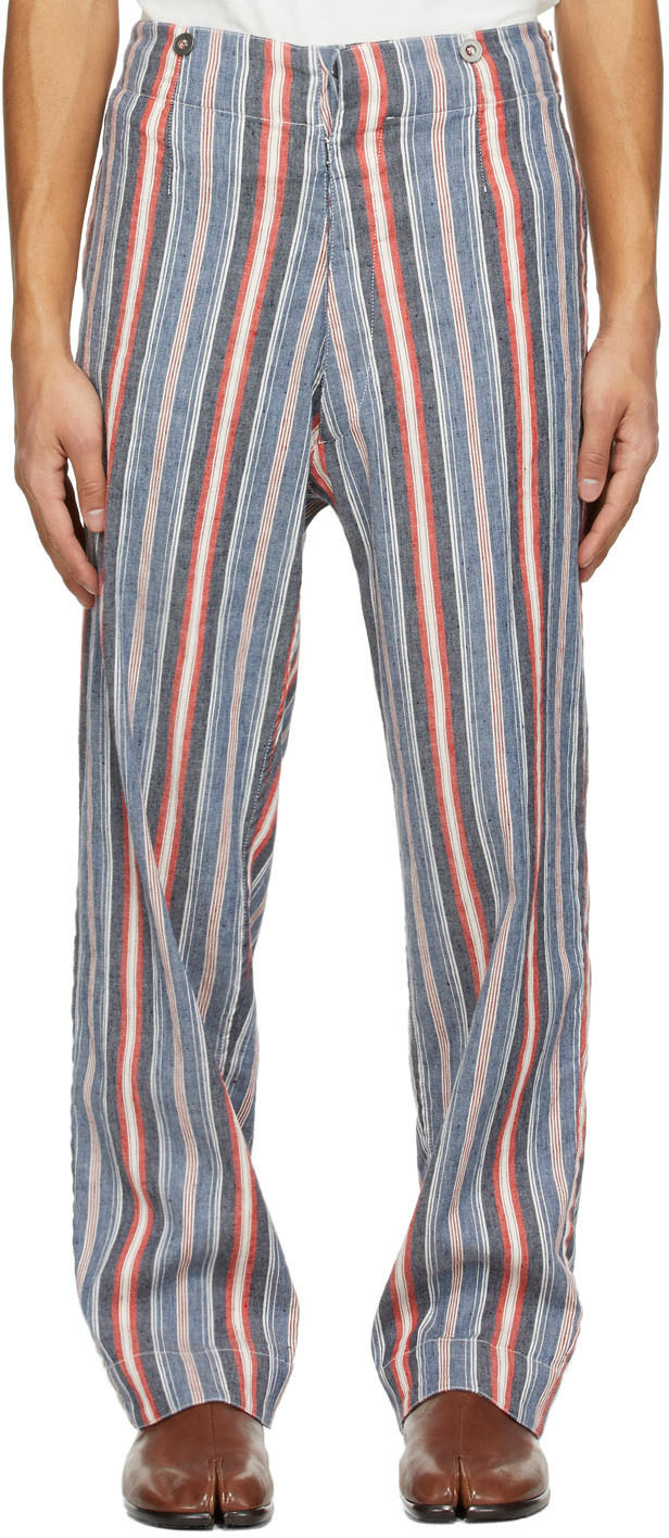 Multicolor Striped Trousers by Maison Margiela on Sale