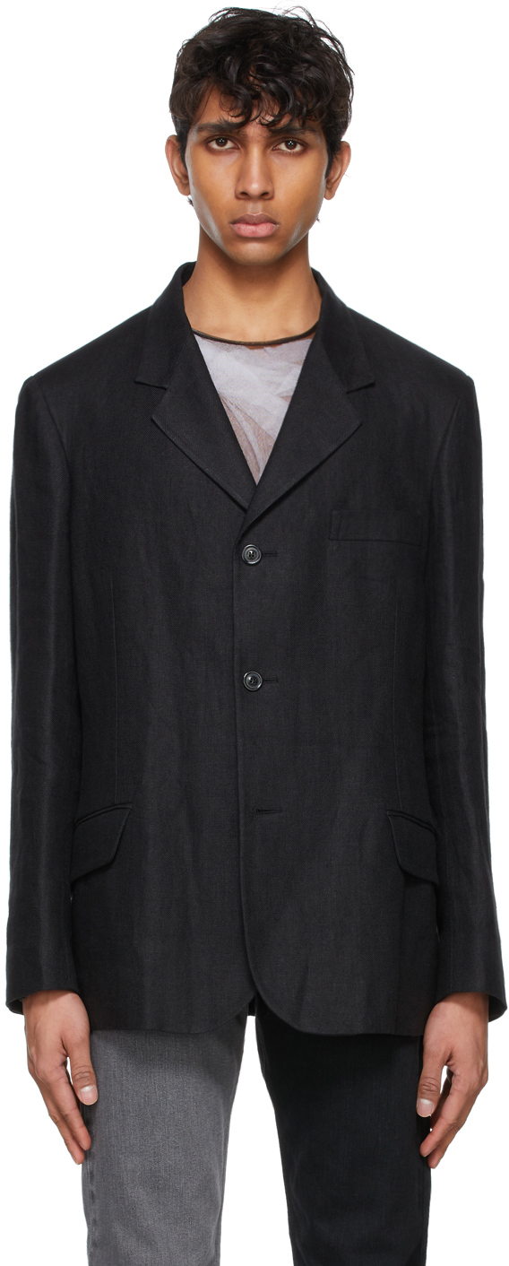 linen black blazer