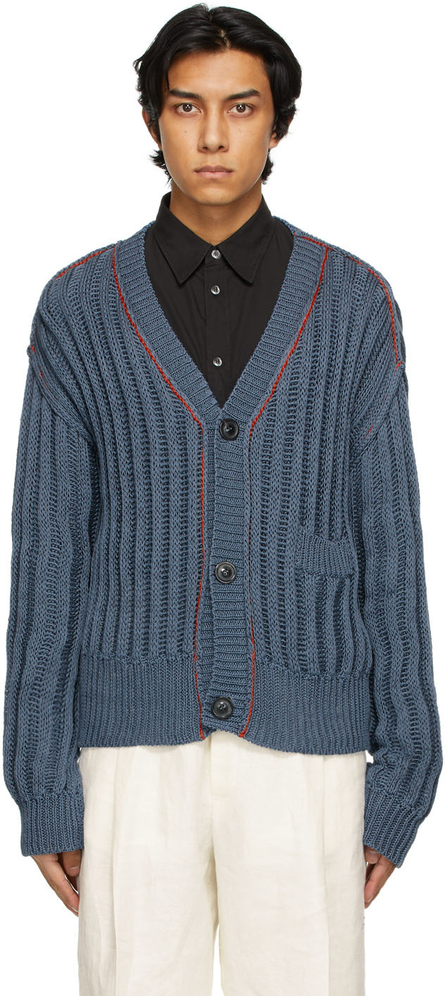 blue cotton cardigan