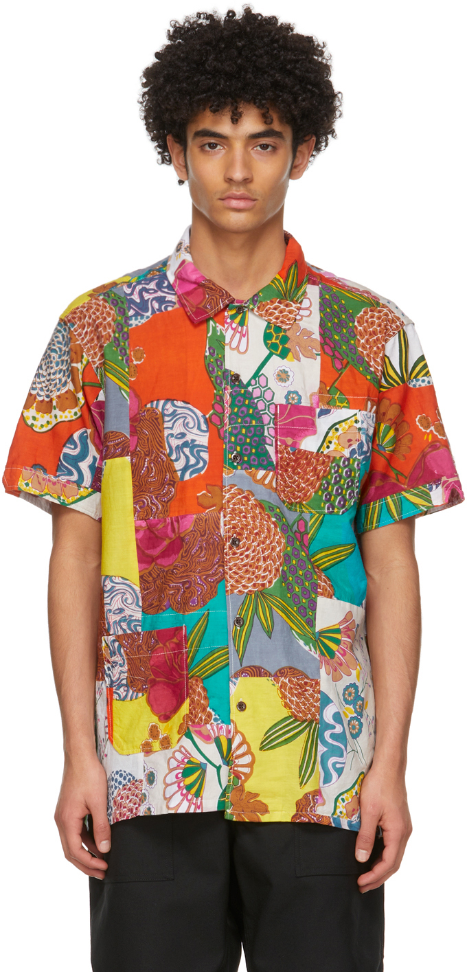 Engineered Garments: Multicolor Floral Patchwork Camp Short Sleeve ...