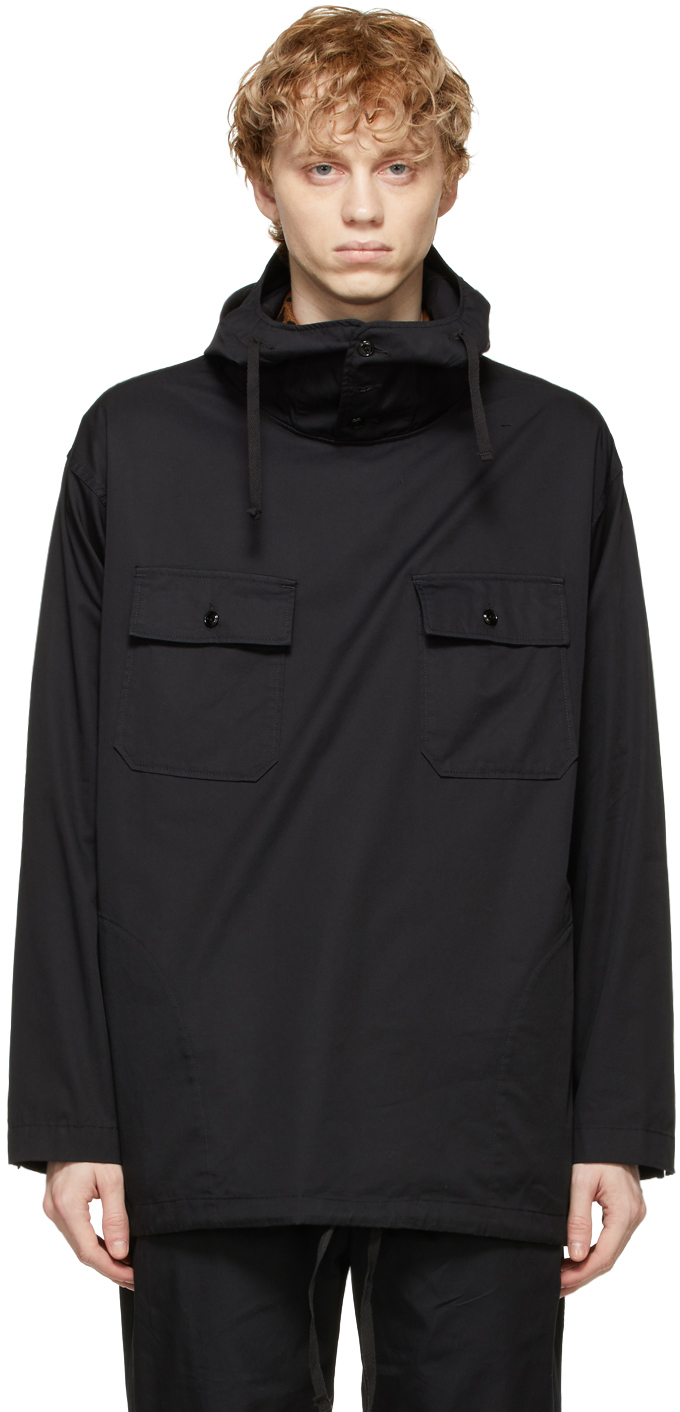 Black Twill Cagoule Hooded Shirt