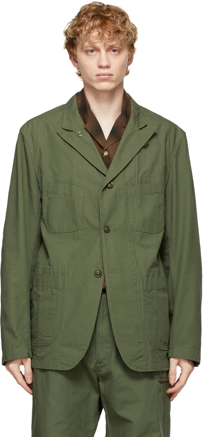 Engineered Garments: Green Cotton Ripstop Bedford Jacket | SSENSE Canada