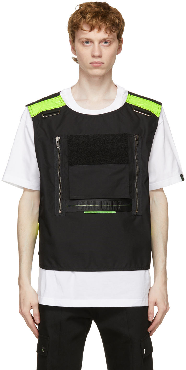 Sankuanz: White & Black Vest T-Shirt | SSENSE