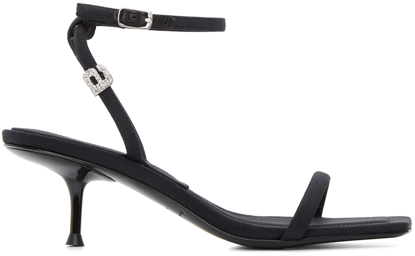 Alexander Wang: Black Jessie Logo Heeled Sandals | SSENSE Canada