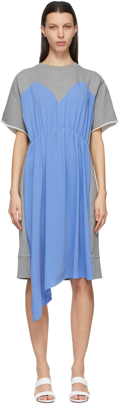 Blue & Grey Overlay Dress by MM6 Maison Margiela on Sale