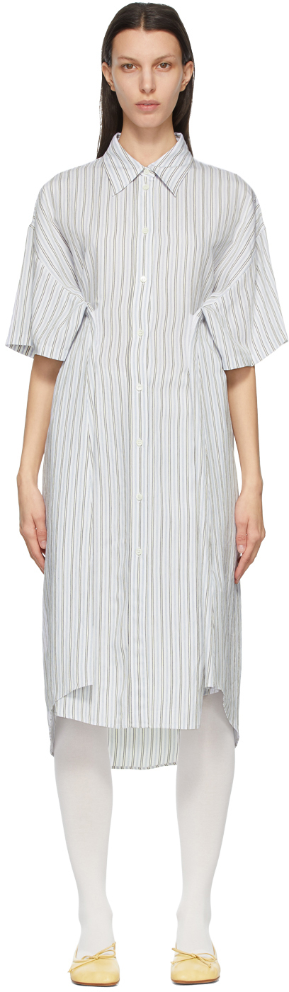 MM6 Maison Margiela: White Stripe Shirt Dress | SSENSE