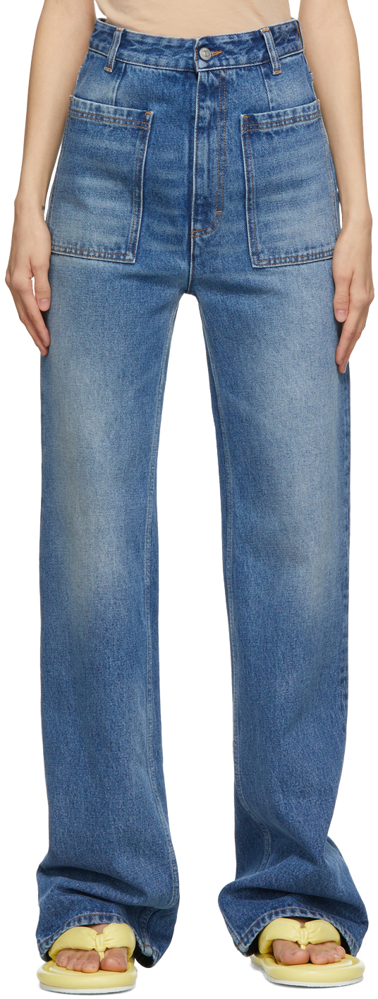 MM6 Maison Margiela: Blue Flared Jeans | SSENSE