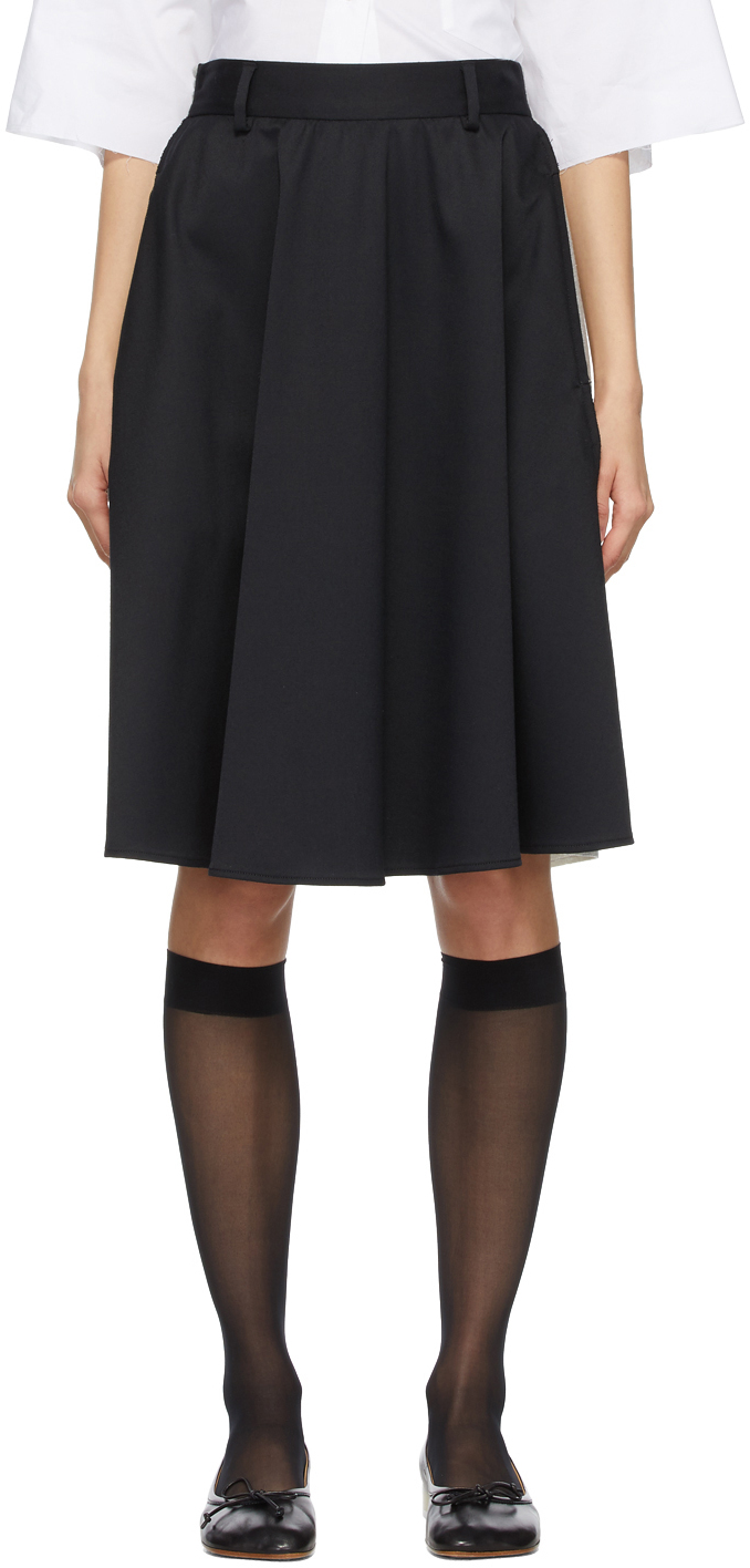 MM6 Maison Margiela Black & Grey Wool Sweat Skirt
