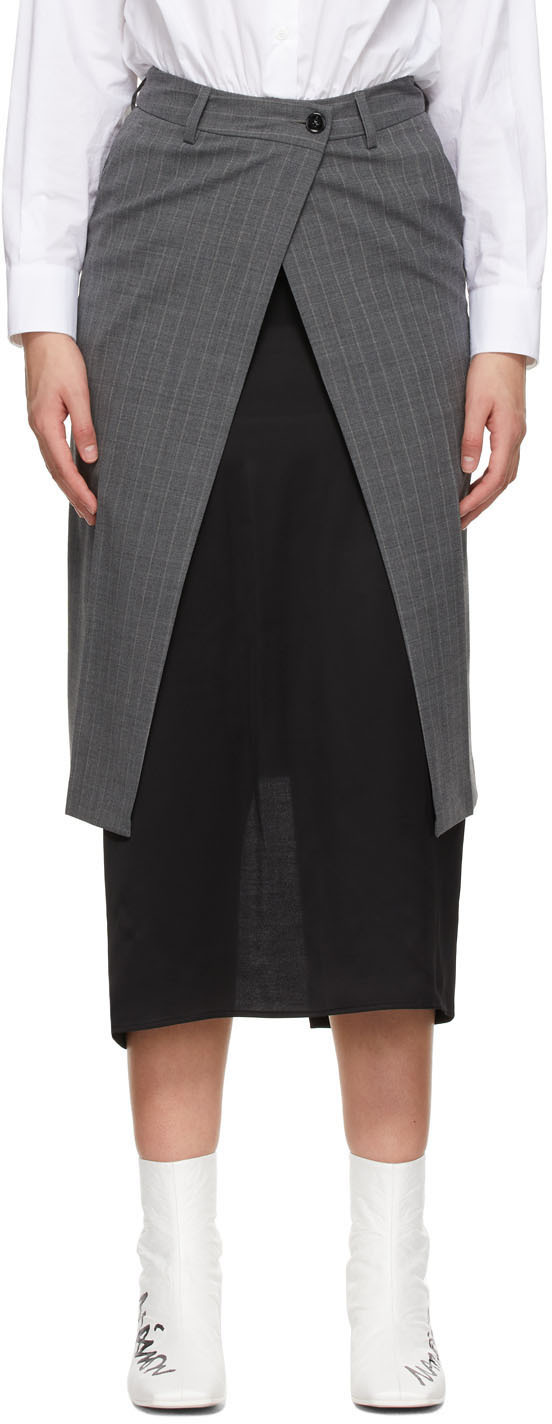 MM6 Maison Margiela Grey Transformative Layer Skirt