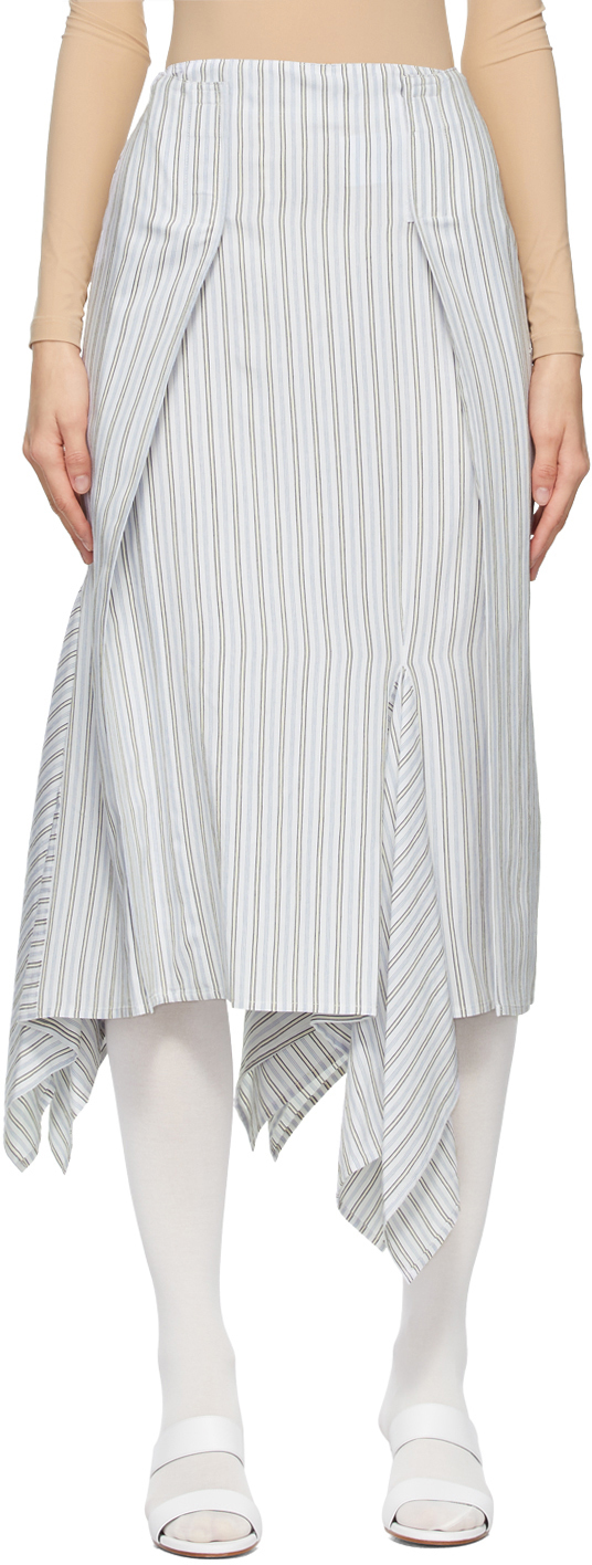 MM6 Maison Margiela White Transformative Striped Skirt