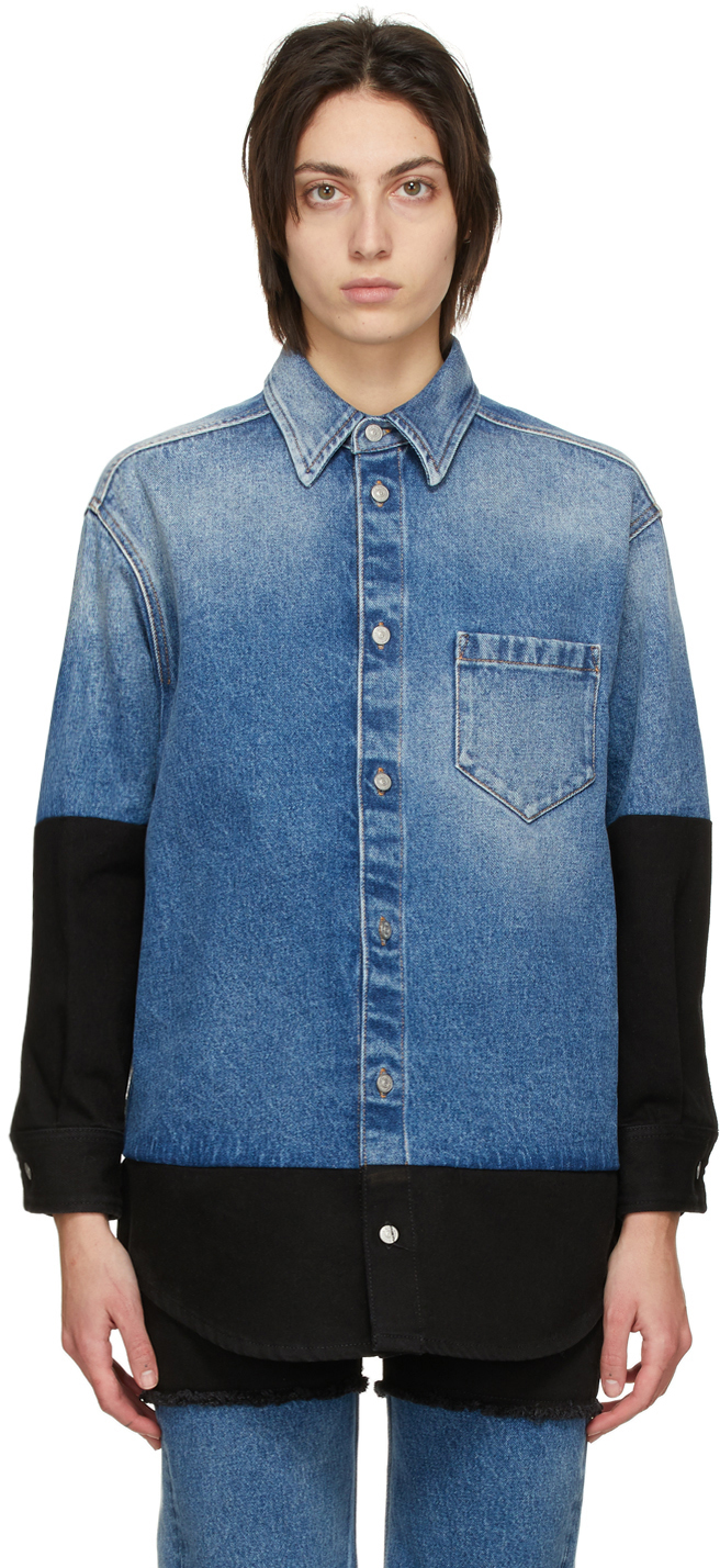 MM6 Maison Margiela Blue Denim Spliced Sleeve Jacket