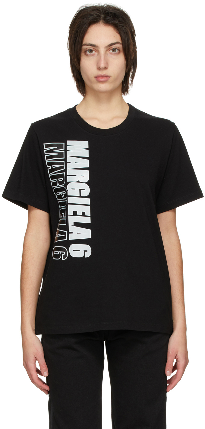 MM6 Maison Margiela Black Vertical Logo T-Shirt