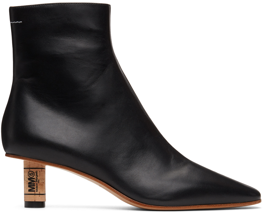 MM6 Maison Margiela Black Cork Heeled Ankle Boots