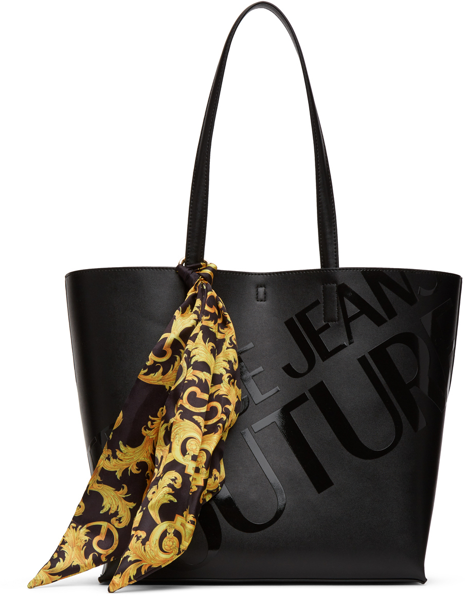 Versace Jeans Couture: Black Institutional Logo Tote | SSENSE UK