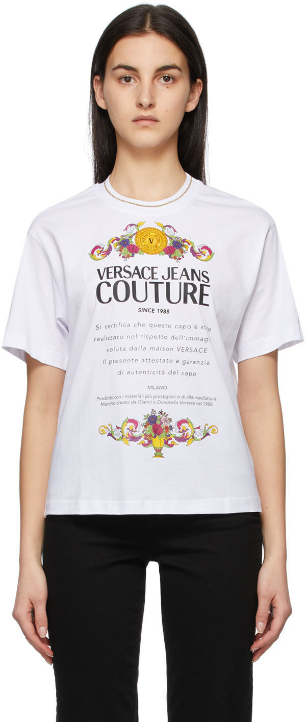 Versace Jeans Coutureのホワイト Warranty Label T シャツがセール中