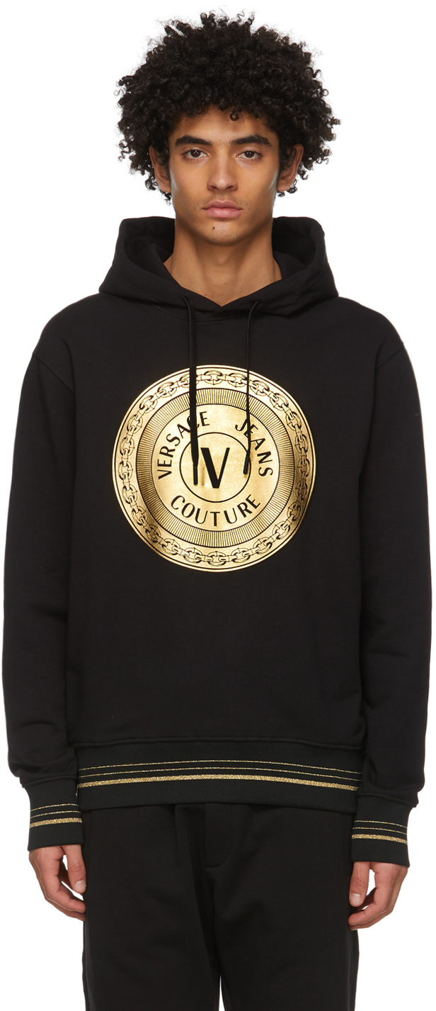 Versace Jeans Couture: Black Coin Logo Hoodie | SSENSE