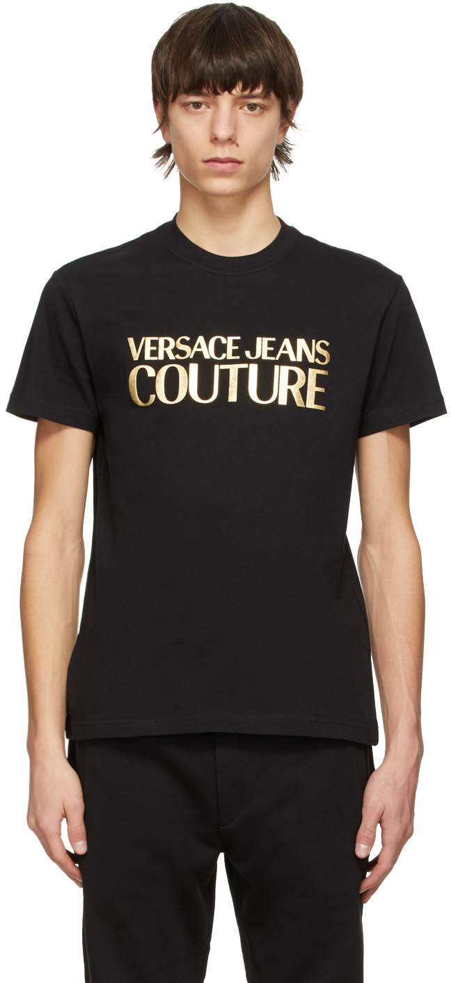 versace jeans couture 黑色 foil logo t 恤 ssense