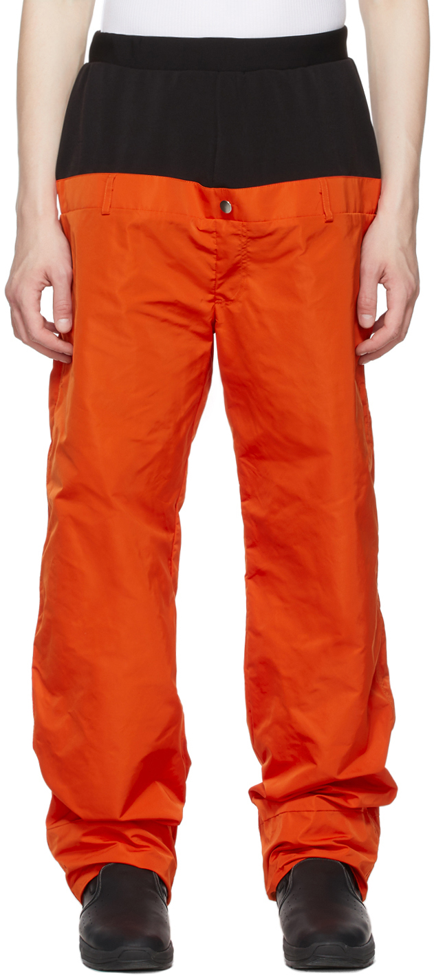 Spencer Badu Orange & Black Silk Snow Pants SSENSE UK