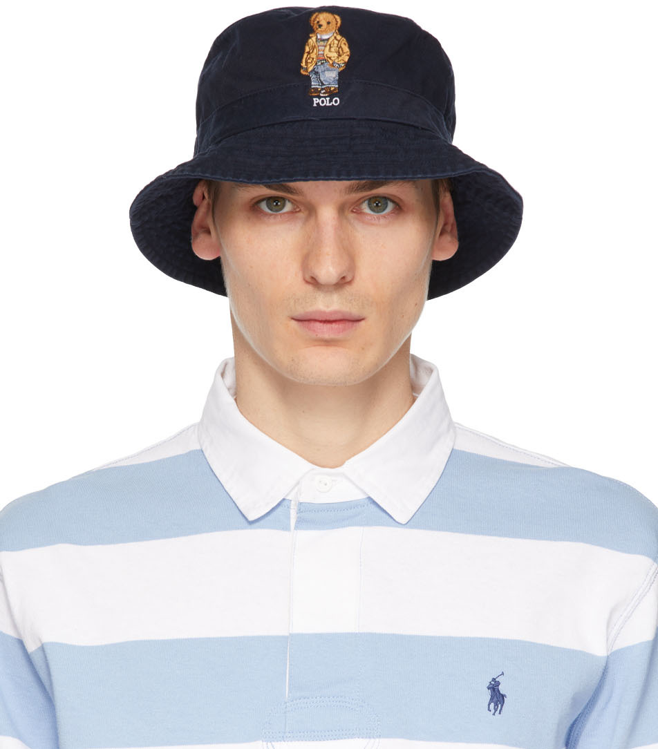 Polo Ralph Lauren: Navy Chino Bear Bucket Hat | SSENSE Canada