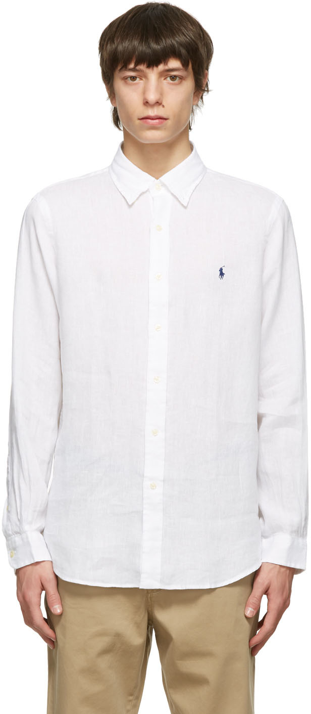 ralph lauren white linen shirt