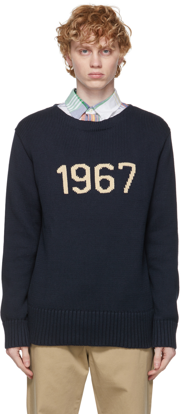 Polo Ralph Lauren: Navy & Off-White '1967' Sweater | SSENSE