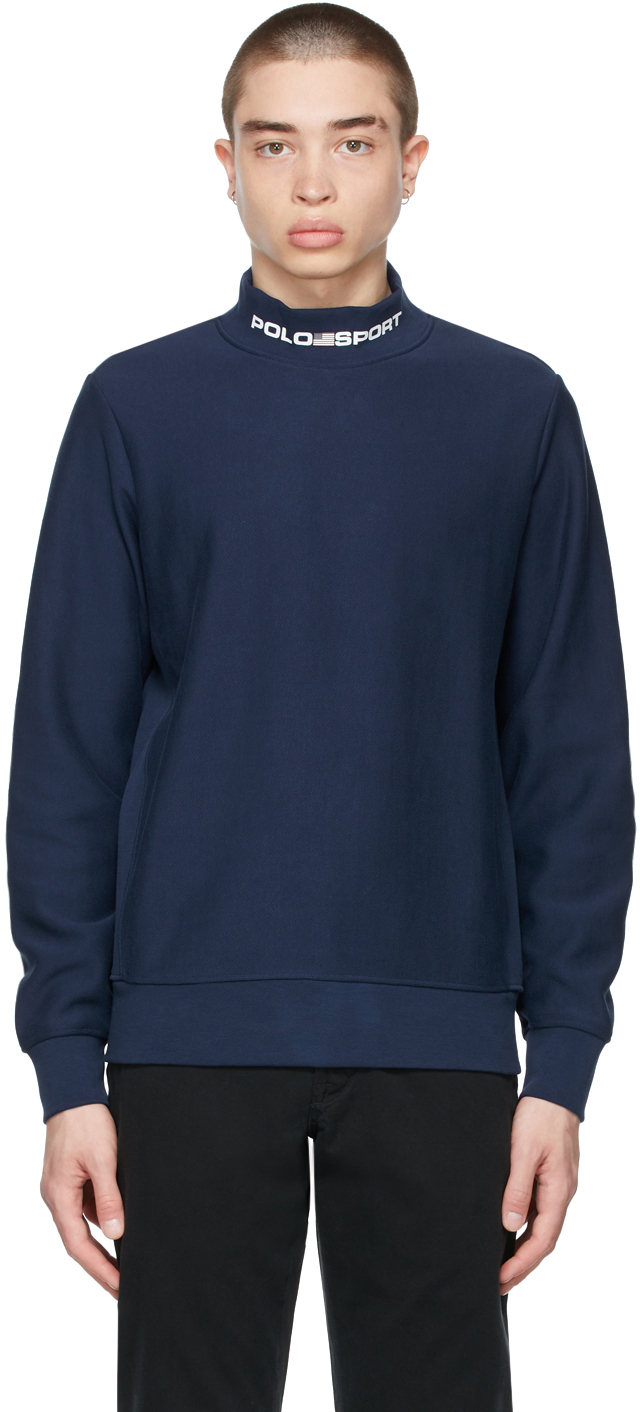 Polo Ralph Lauren Navy Logo Mock Neck Sweatshirt