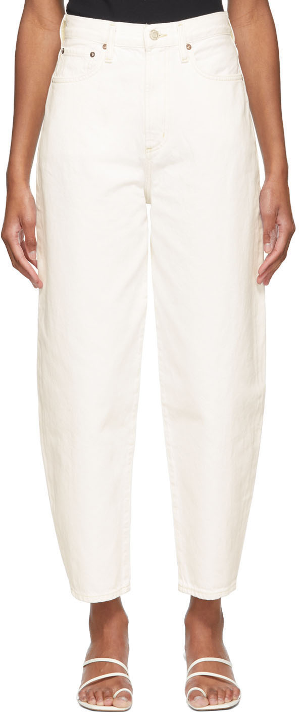 AGOLDE WHITE TAPERED BALLOON CURVED ULTRA HIGH JEANS