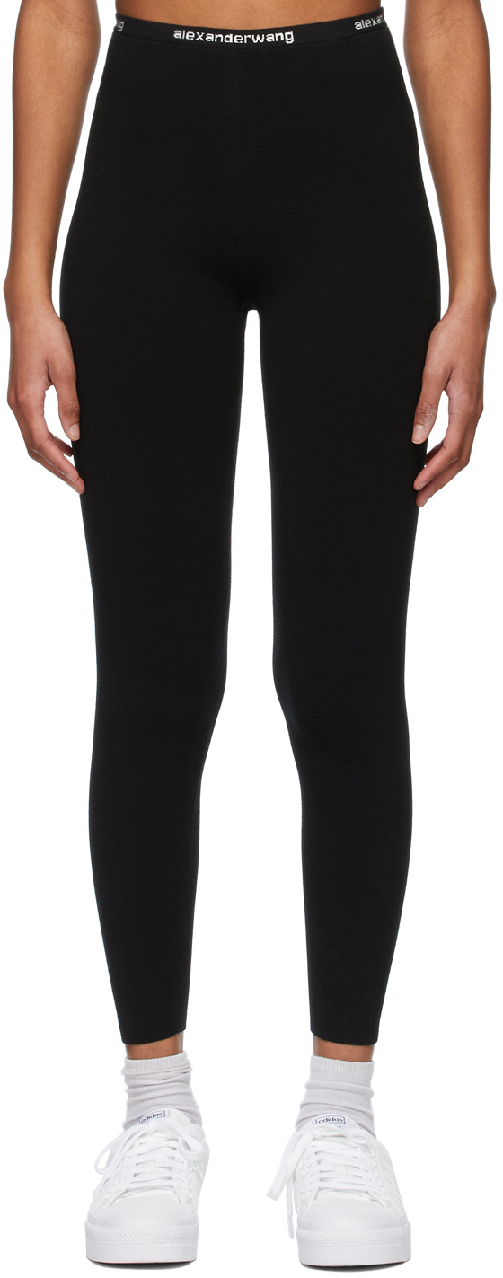 alexanderwang.t: Black Logo Trim Leggings | SSENSE