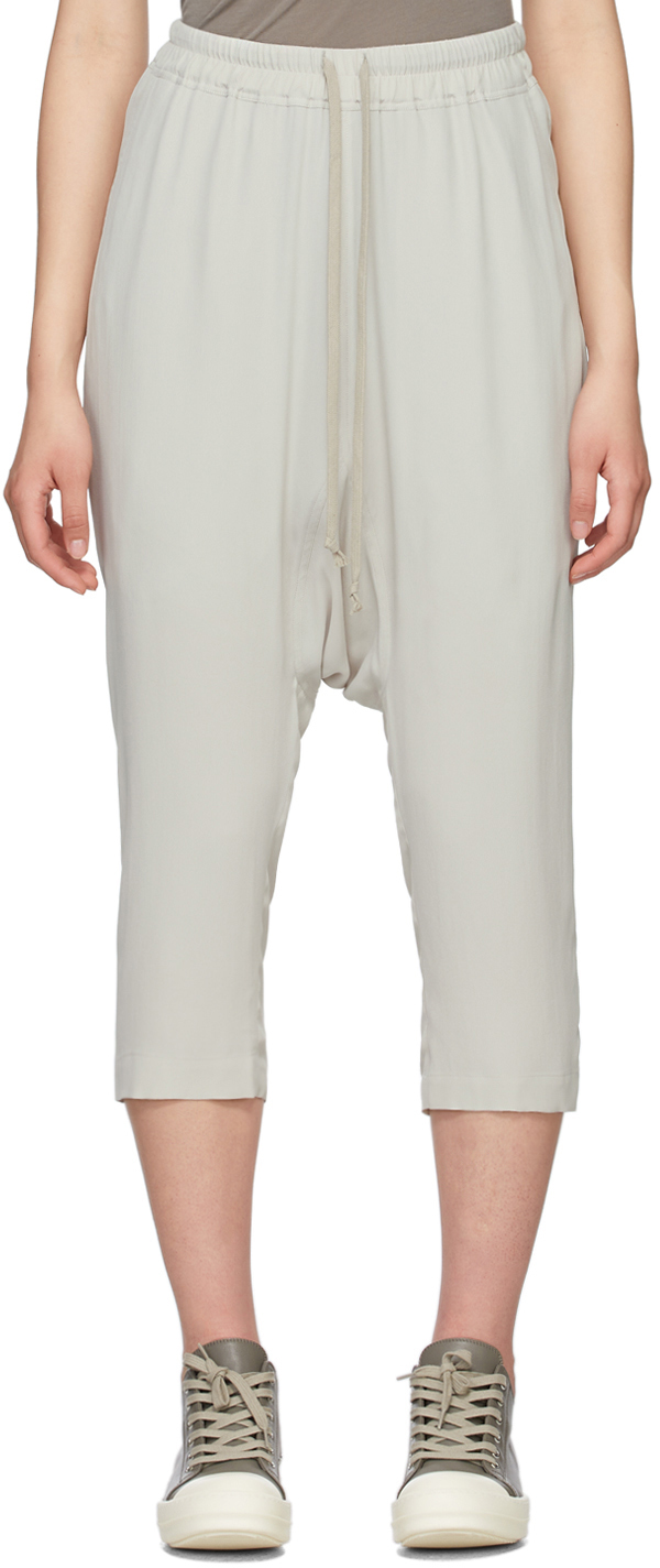 Rick Owens Off-white Silk Cocoon Lounge Pants In 61 Oyster