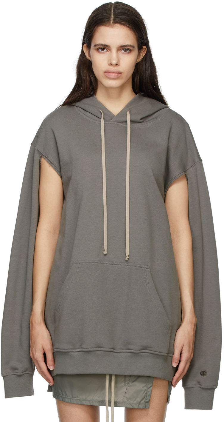 Rick Owens Grey Champion Edition Jumbo Hoodie | Smart Closet