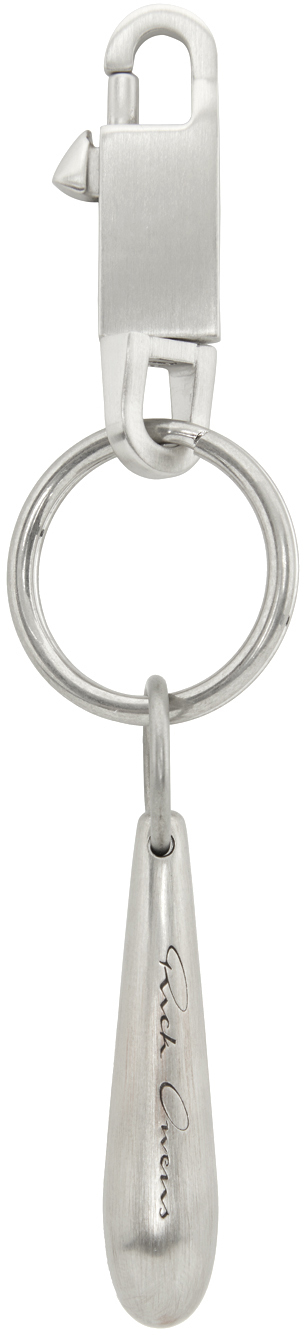 Rick Owens Silver Teardrop Keychain In 128 Silver