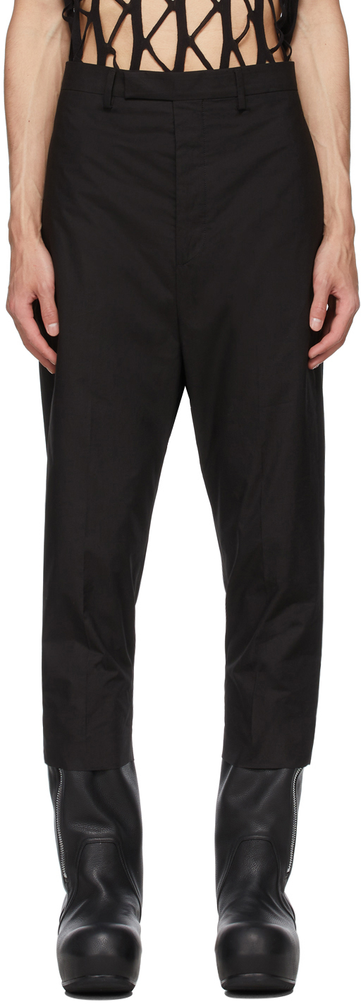 Rick Owens: Black Cropped Astaire Trousers | SSENSE