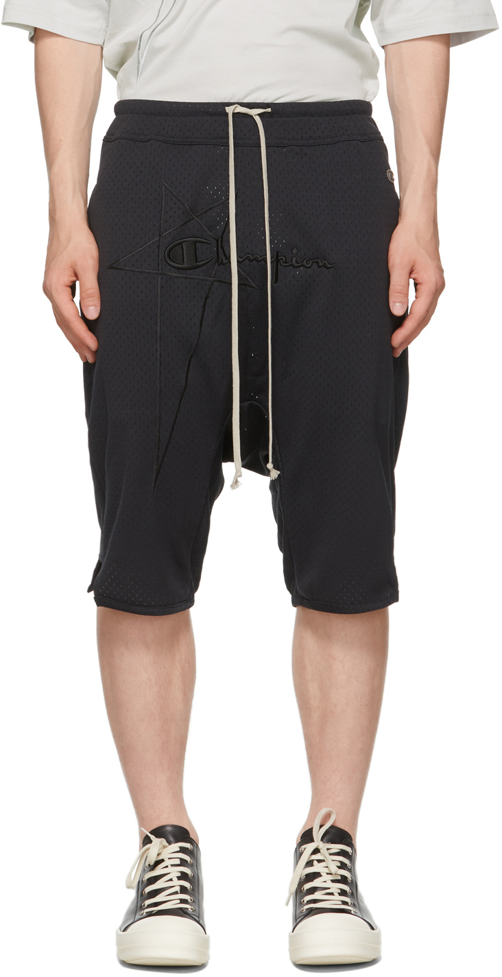 Rick Owens Black Champion Edition Mesh Swingers Shorts | Smart Closet