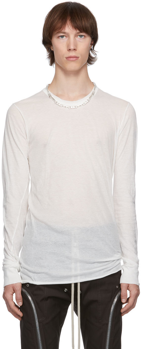 Rick Owens White Basic Long Sleeve T-Shirt | Smart Closet