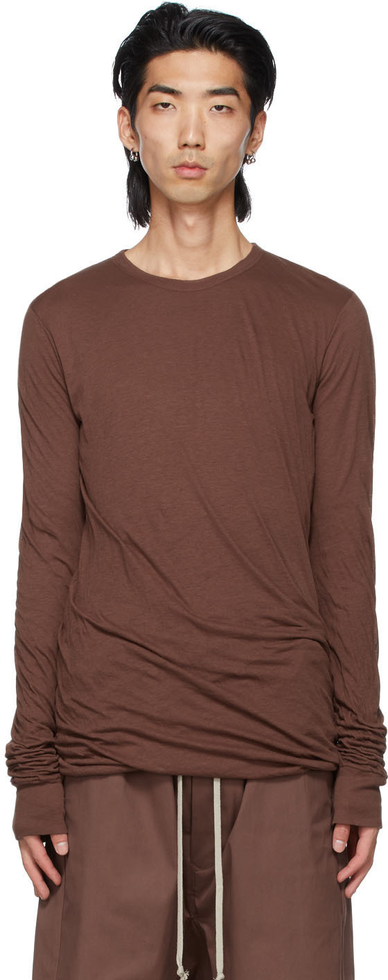 Rick Owens Burgundy Double Long Sleeve T-Shirt