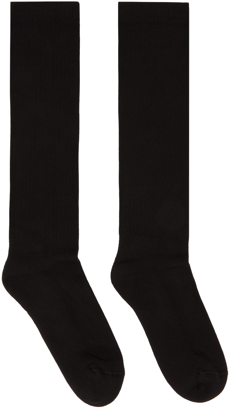 Rick Owens: Black Logo Crew Socks | SSENSE